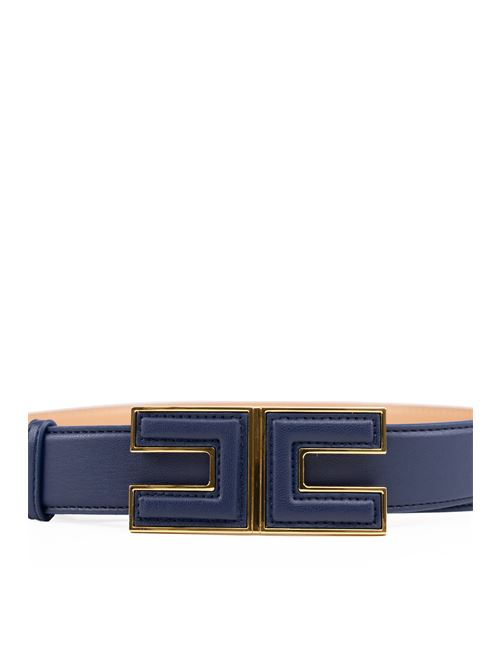 Cintura effetto pelle navy con fibbia logo Elisabetta Franchi | CT45S47E2B75